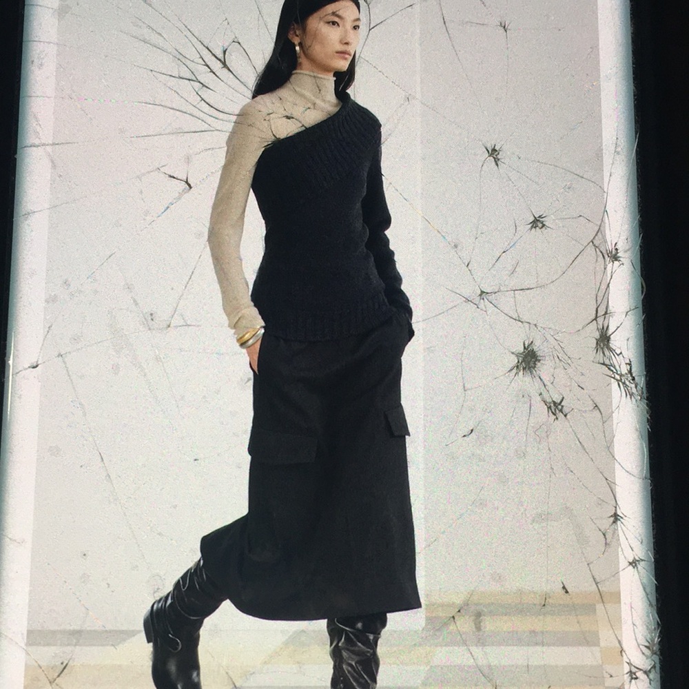 Zara SRPLS NWT STRAIGHT CARGO POCKETED SKIRT WOOL BLEND SIZE LARGE - Picture 2 of 7